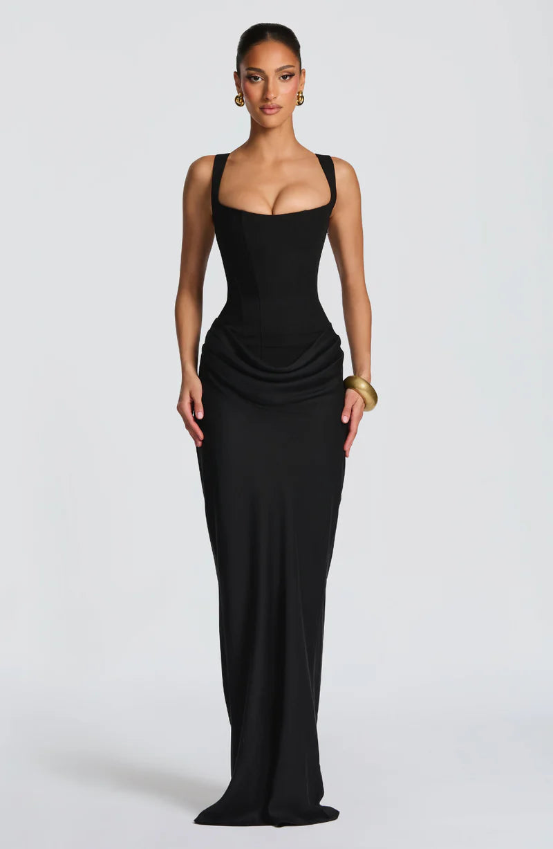 sculpted maxi dress Élancé™ Sculpted Backless Maxi Dress – Véda Élégance