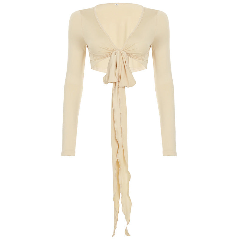 Haut cache-cœur à manches longues et décolleté en V profond DesireTie™