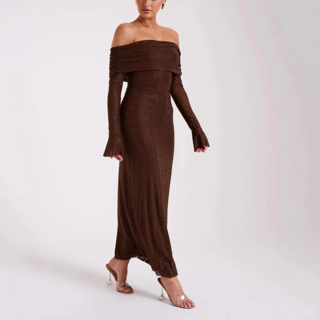 Strapless lange mouwen slanke edelsteenjurk