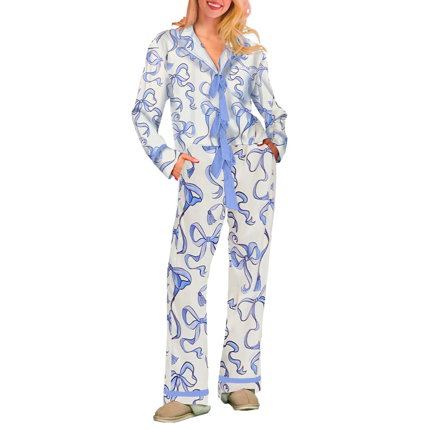 Festive Bow-Tie Pajama Set