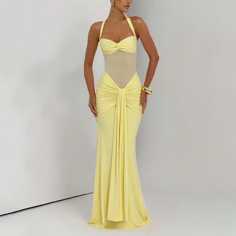 Velour Éclat™ Halter Maxi Dress