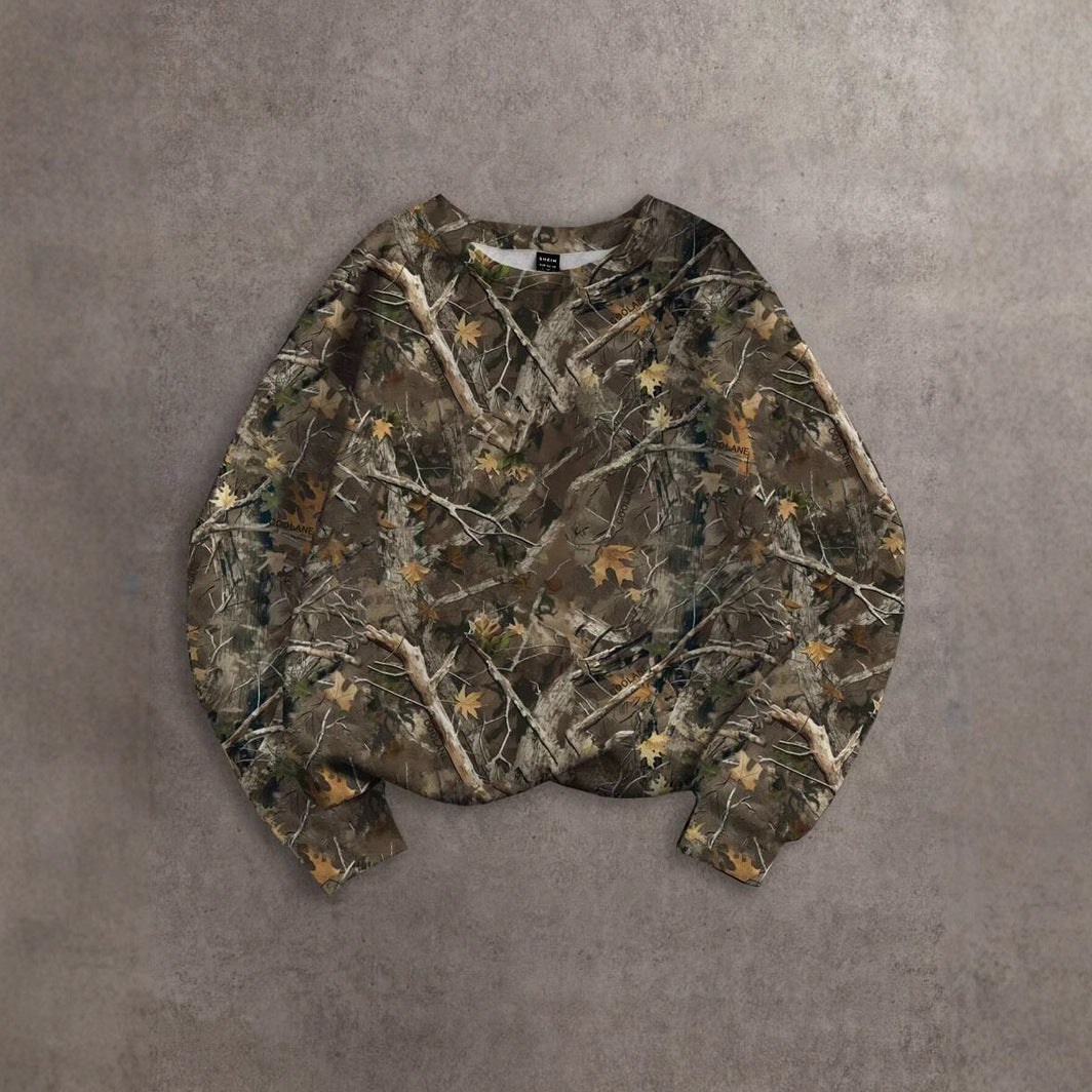 Women's Camo Crew Neck Pullover Sweatshirt