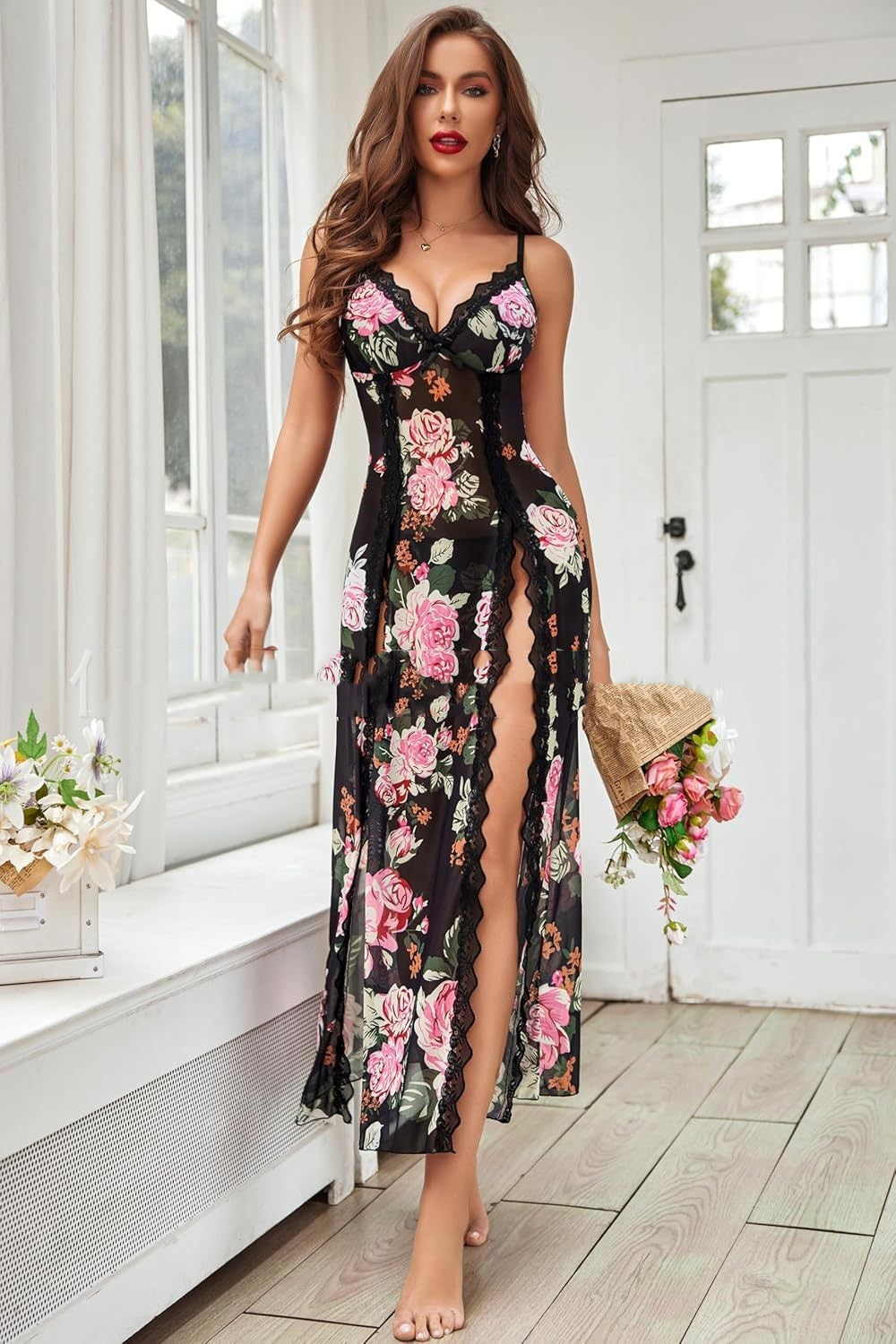 Dessous-Kleid mit Schlitzträgern