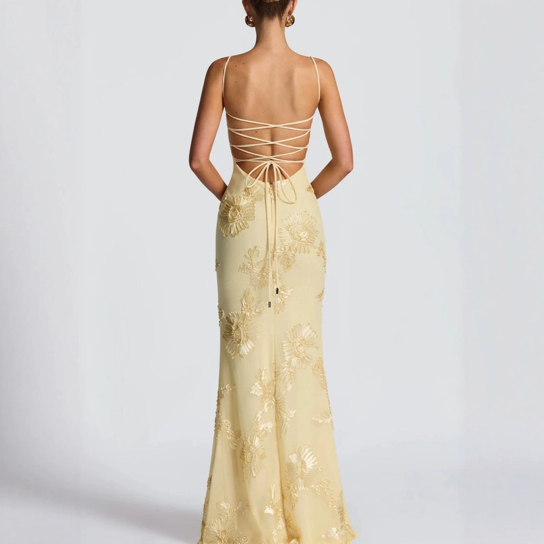 GOLDEN BLOOM™ EMBROIDERED EVENING GOWN