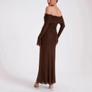 Strapless Long Sleeve Slim Rhinestone Noble Dress