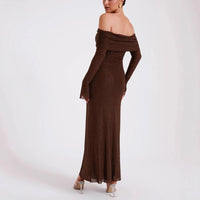 Strapless Long Sleeve Slim Rhinestone Noble Dress