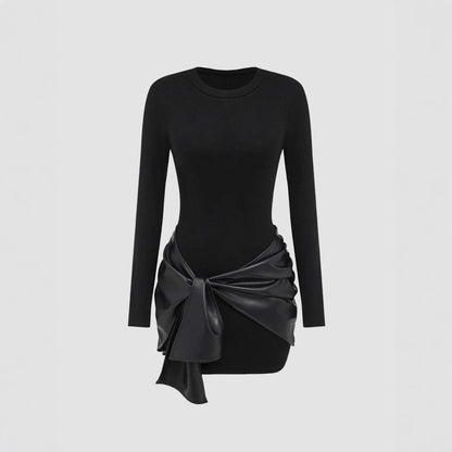 Noir Luxe Ribbon Dress