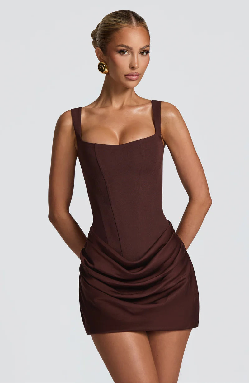 NoirGrace™ Draped Mini Dress