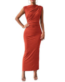 Sleeveless Round Neck Backless Hem Dress