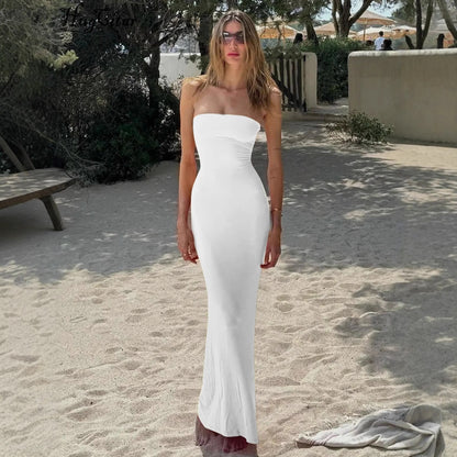 Vestido largo sin tirantes y espalda descubierta Soleia