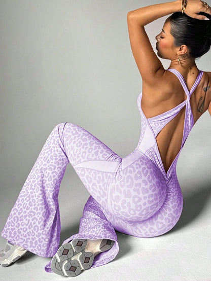 WildForm™ Leopard Cross-Back Jumpsuit