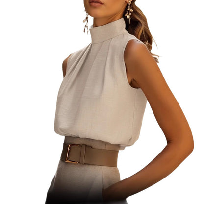 Top plisado de cuello alto Auréline