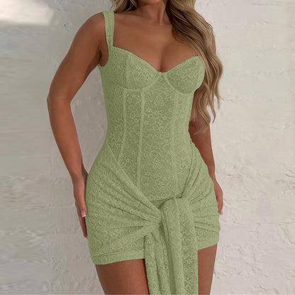 LunaLace™ Cinched V-Neck Mini Dress