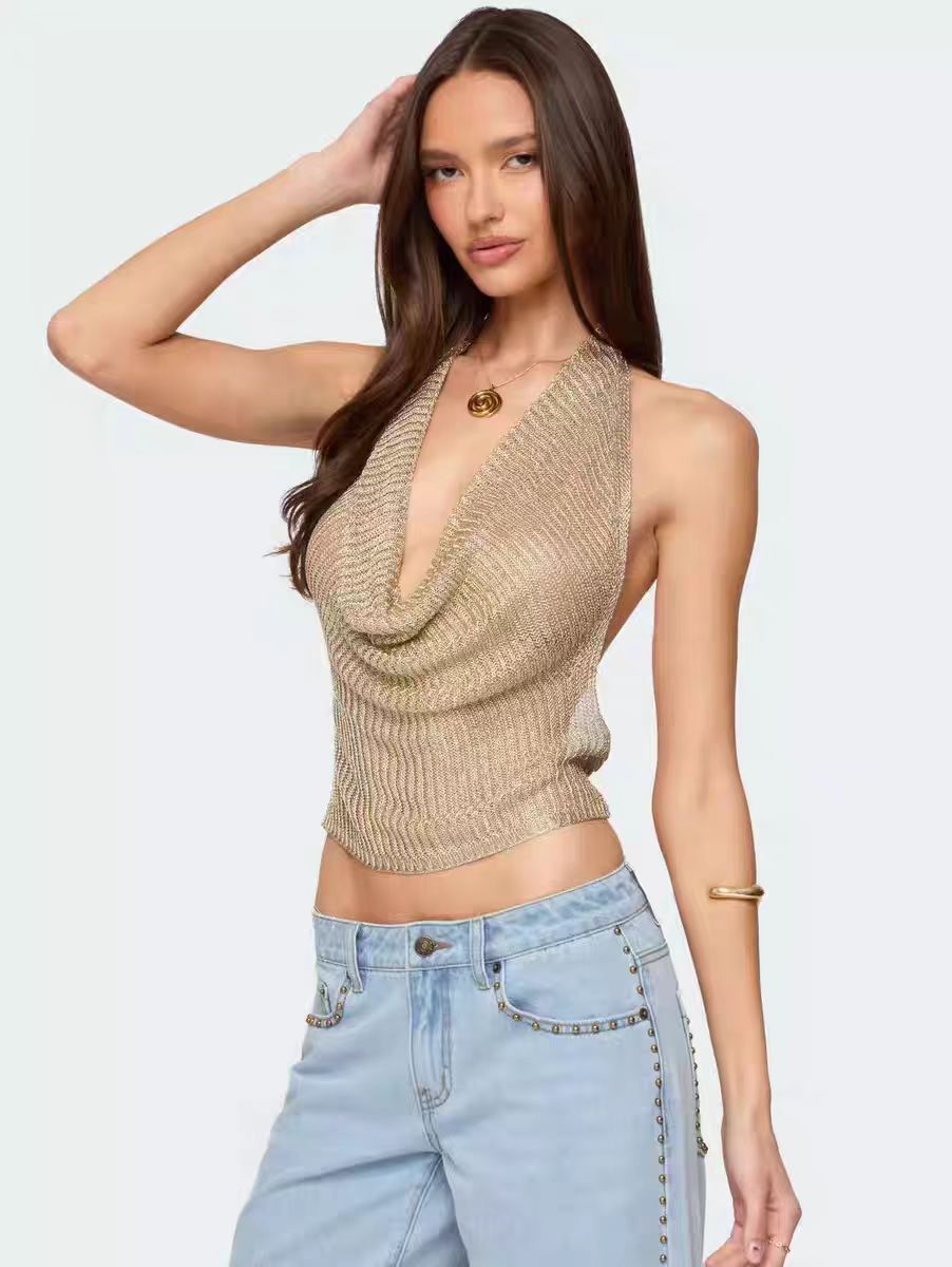 Lunéa™ Glanzende haltertop met open rug