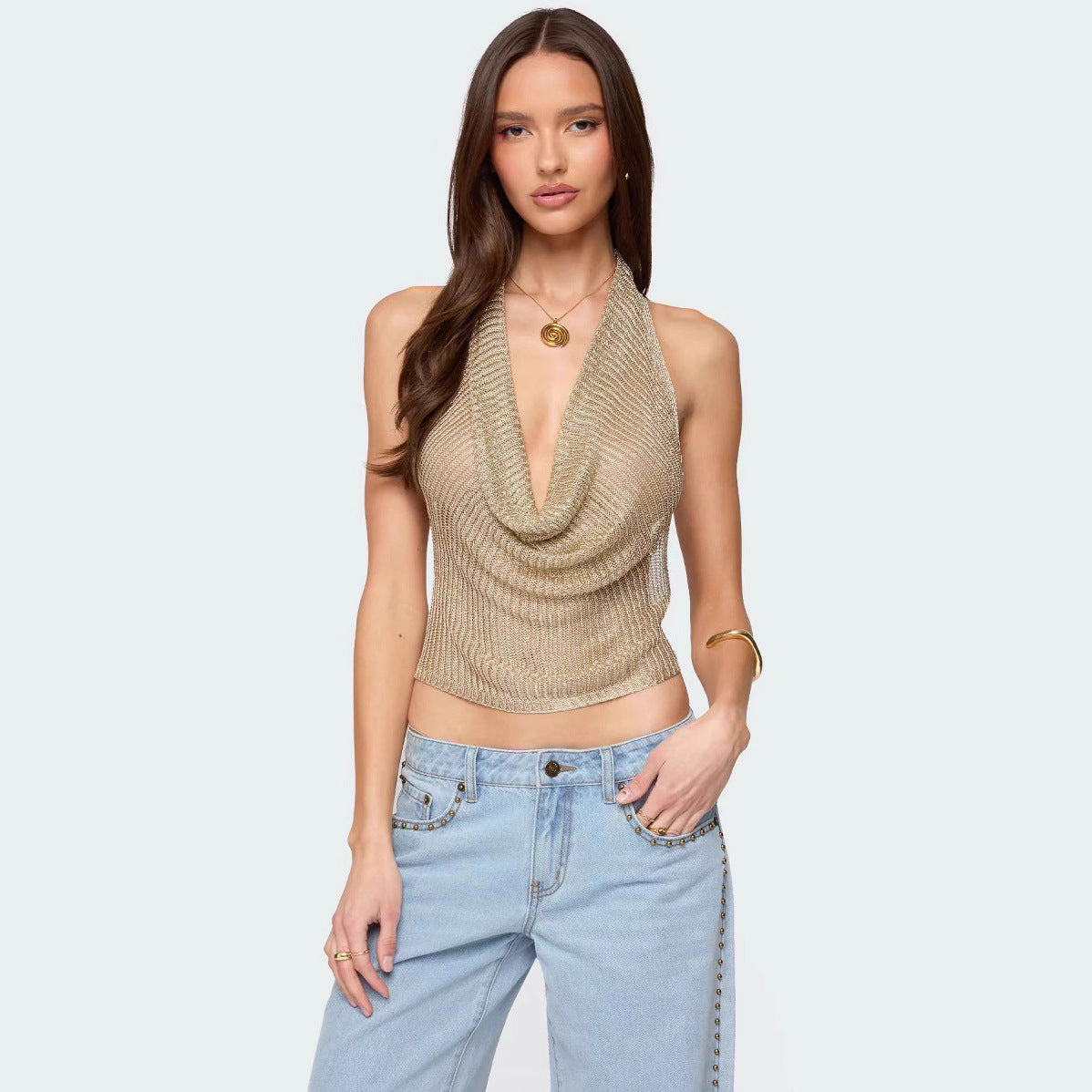 Lunéa™ Glanzende haltertop met open rug