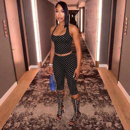 Dot Matrix Halter Jumpsuit