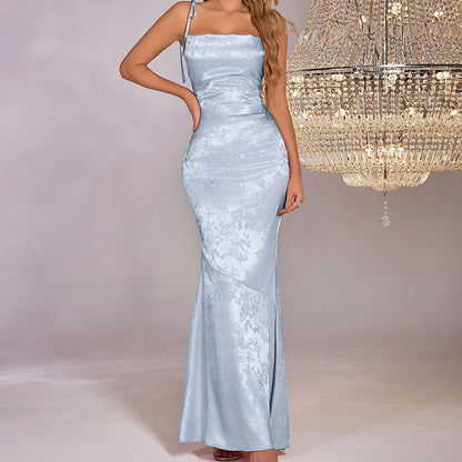 Veloura™ Backless Jacquard Maxi Dress