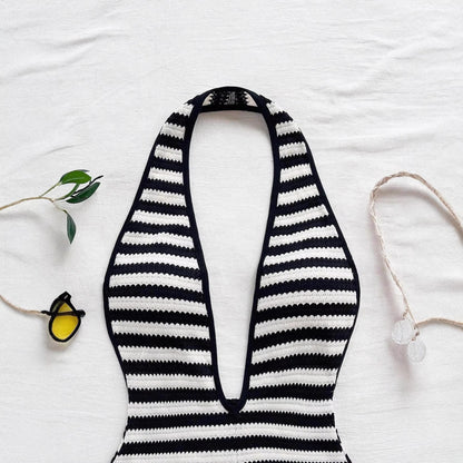 Stripe Tease Halter Jumpsuit