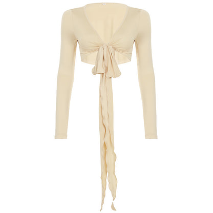 DesireTie™ Deep V Long-Sleeve Wrap Top