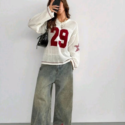 Chemisier en jersey tricoté Varsity Muse