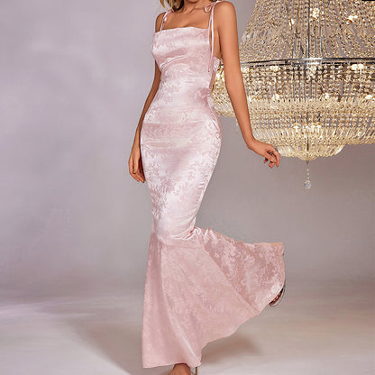 Veloura™ Backless Jacquard Maxi Dress