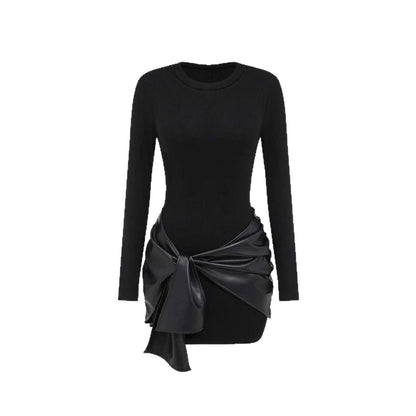 Noir Luxe Ribbon Dress