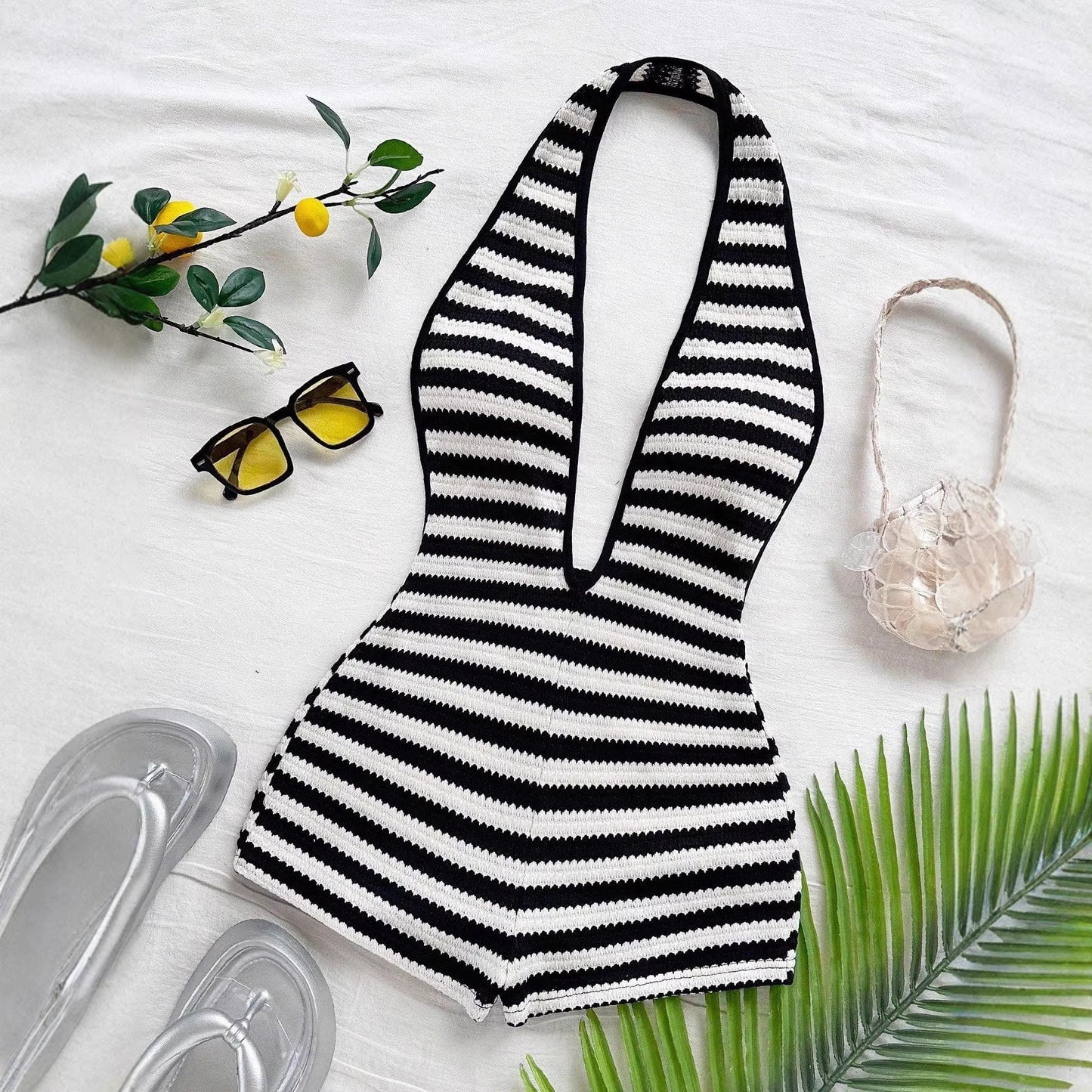 Stripe Tease Halter Jumpsuit