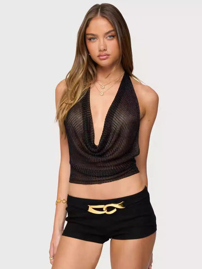 Lunéa™ Glanzende haltertop met open rug