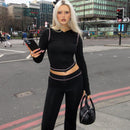 Top Leopard Print High Waist Tight Trousers Suit Women