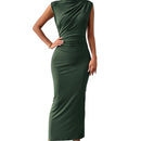 Sleeveless Round Neck Backless Hem Dress