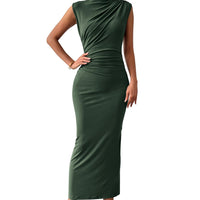 Sleeveless Round Neck Backless Hem Dress
