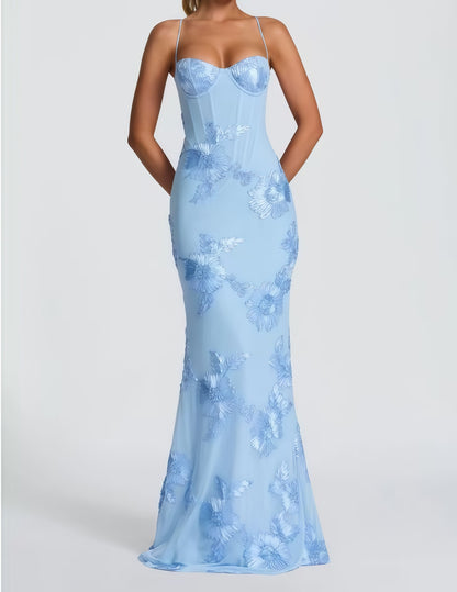 GOLDEN BLOOM™ EMBROIDERED EVENING GOWN