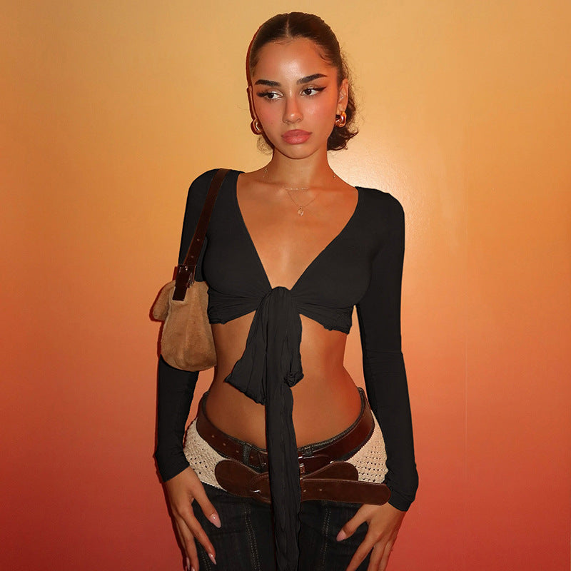 DesireTie™ Deep V Long-Sleeve Wrap Top
