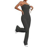 Strapless Tube Top Flared Fit One-piece Jumpsuit