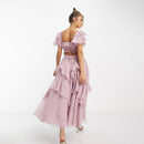 Ruffled Short-Sleeved Dress