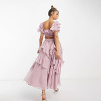 Ruffled Short-Sleeved Dress
