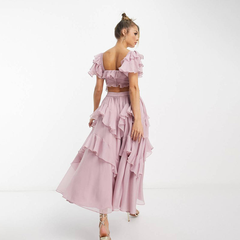 Ruffled Short-Sleeved Dress