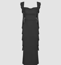 Lace Sling Backless Fashion Ruffles Ribbon Dress