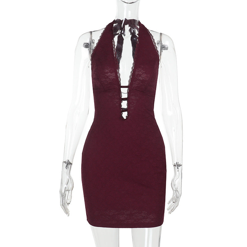 Velvet Muse Cutout Halter Bodycon Dress
