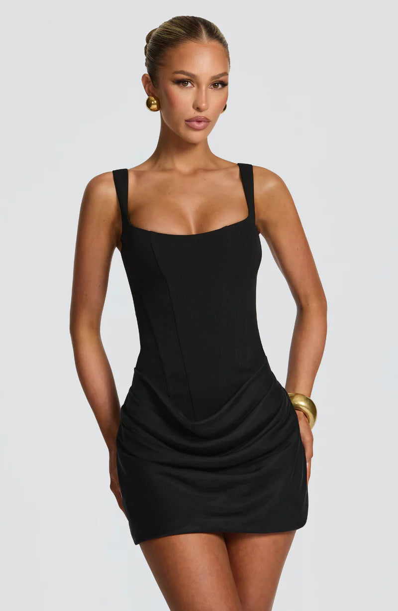 NoirGrace™ Draped Mini Dress