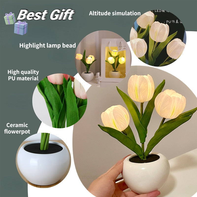 Vase veilleuse tulipe LED LumiBloom™
