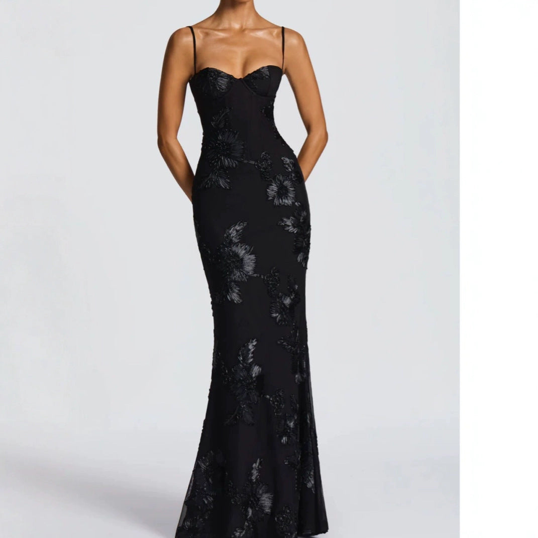 Golden Bloom™ Embroidered Evening Gown