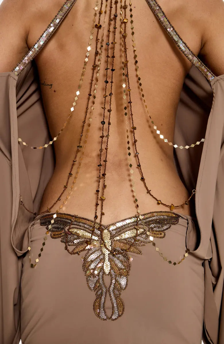Robe Chaîne Sans Dos Sirène Dorée
