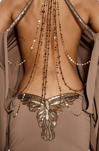 Robe Chaîne Sans Dos Sirène Dorée