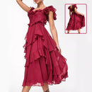Ruffled Short-Sleeved Dress