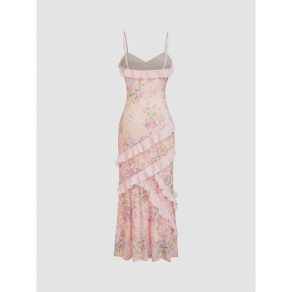 Robe longue Blossom Elegance à ourlet en dentelle