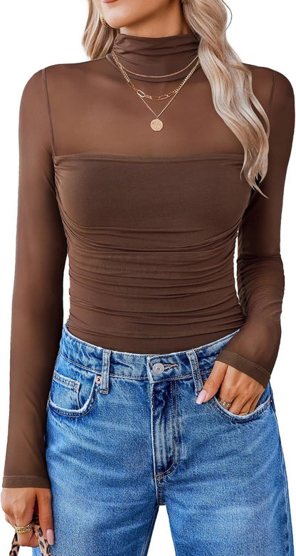 Sheer Elegance™ Mesh Long Sleeve Top