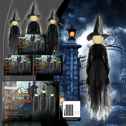 3 Witch Halloween Decoration with Sound, Lights & Voice Control