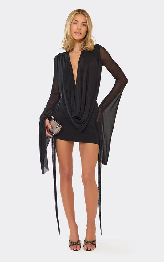 Azure Drama Backless Mini Dress