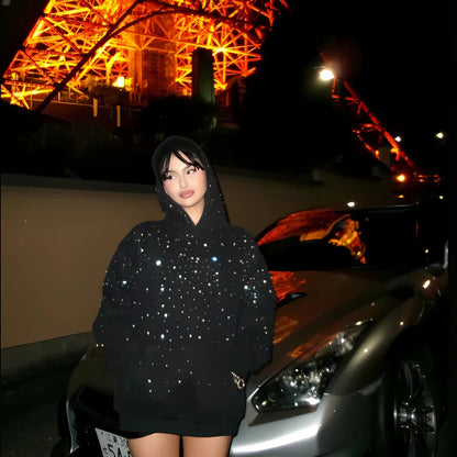 Sweat à capuche Midnight Spark à strass